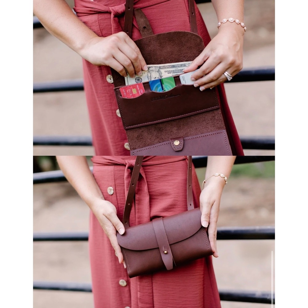 Urban Southern Brown Leather Crossbody Wallet Bag Handcrafted in USA